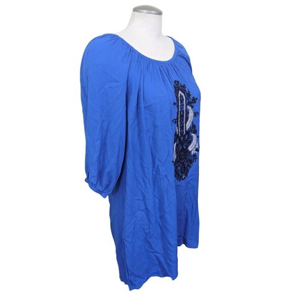 Ocean Tropics Swim Cover Up Womens Size L Blue Embroidered Vacation Cruise Beach - Picture 3 of 7